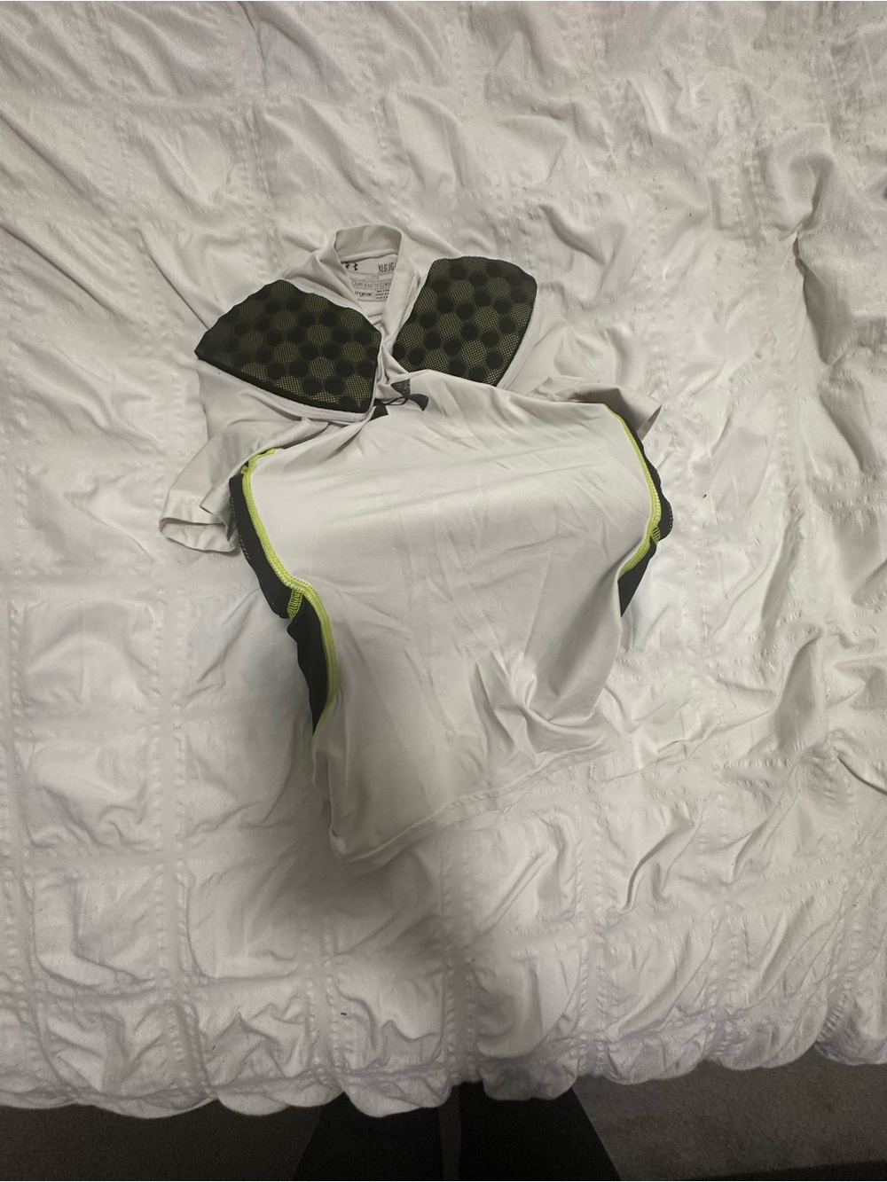 Boy’s White Athletic Padded Football Shirt with Neon Green